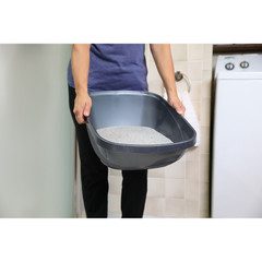 Petmate Hooded Enclosed Cat Litter Pan Covered Box with Door Large Blue Silver