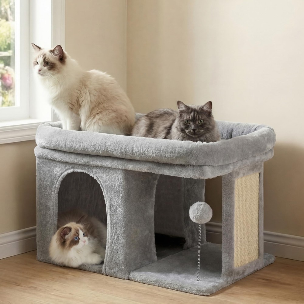 Cat Tree, 14 inch Cat Tower with Large Perch Bed and Cat Condo for Indoor Cat…