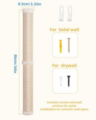 Aechonow 68″ Cat Wall Scratcher, 2-Pcs of 34inch Tall Sisal Scratching Post, …