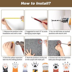 71×15.8 Inch Cat Wall Climbing Carpet 16 PCS Nail Scratch Pad Camel Couch