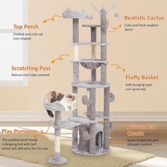 Cat Tree Tower 71″ Tall Large Cat Tower for Indoor Cats,Multi-Level With Hammock