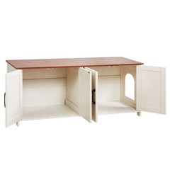Contemporary Cat Litter Box Cabinet 47.2in Two Entry Points