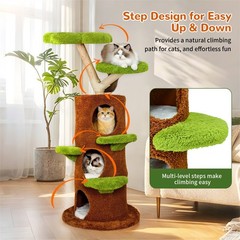 Forest-Style Large Cat Tree Tower Solid Wood Cat Tree Post Multi Cat Condo House