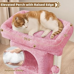 23.5in Cat Tree Tower, Cat Condo with Sisal-Covered Scratching Posts, Pink