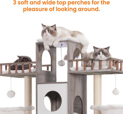 Cat Tree with Litter Box Enclosure for Indoor Big Cat, Cat Tower for Large Cats