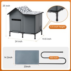 Heated Cat Houses for Outside Cats, Winter Insulated Weatherproof Outdoor Cat…