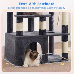 Cat Tree, 71-Inch Tall Cat Tower for Large Maine Coon Cats with Extra-Large Base
