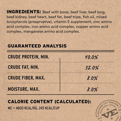 Freeze Dried Dog Food, Raw Beef Crunchy Mini Nibs | Complete Meal or Topper | 96
