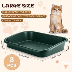 3 Pcs Low Entry Senior Cat Litter Box Large Size Pet Low Entry Open Top Litter