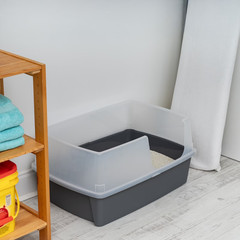 IRIS USA XXL Open Top Side Entry Cat Litter Box High Sides Gray