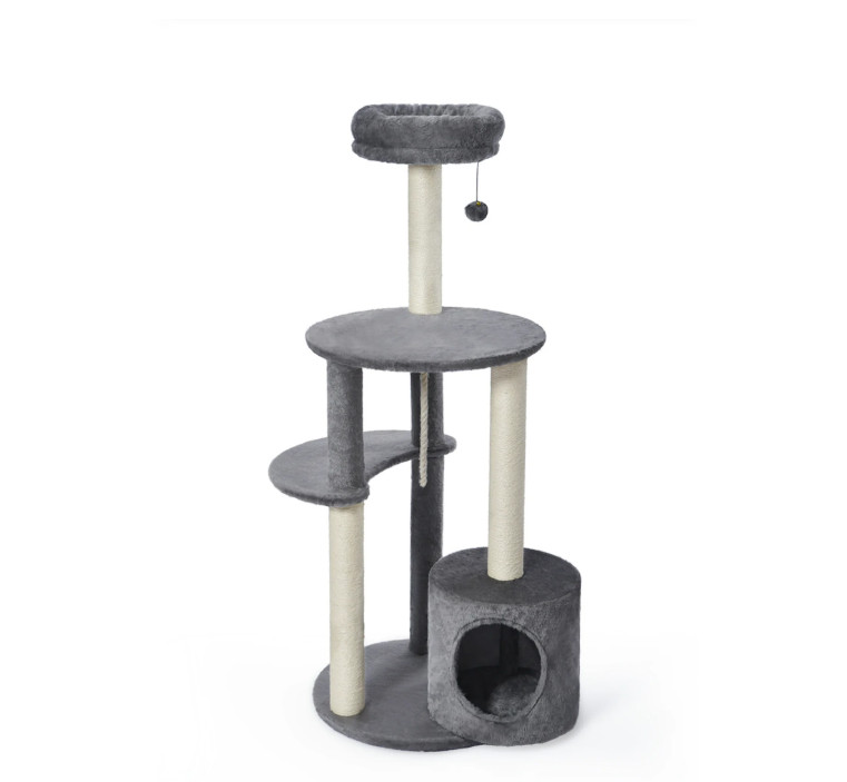 Vibrant Life Cat Tree 47in Multi Level Cat Tower Gray Scratching Posts
