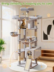 76-Inch Cat Tree XXL for Large Cats, Giant Cat Tower with Scratching Board, E…