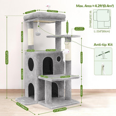 Cat Tree Tower for Indoor Cats, 50-Inch Adult Cat Tree House for Large Adult Cat