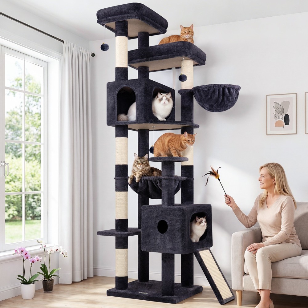 80 Inch Cat Scratch Tower and Heavy Duty Cat Tree for Large Cats