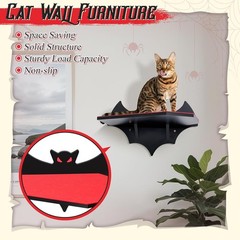 Cat Shelves Wall Halloween Bat Floating Gothic Bed W/ Coffin Scratching Board