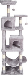 Deluxe 63″ Cat Tree with Condos, Hammock, Scratching Post & Perch – Light Grey