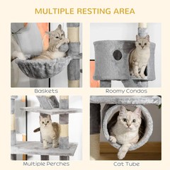 Cat Tree Tower Multi-Level Cat Condo Sisal Scratching Post Hammock