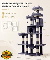 LIKISAK Cat Tree Dark Grey 71 Inch