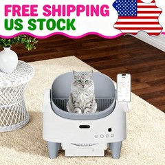 Litter Box, Self-Cleaning Litter Box with Open-Top Design, 15-Laye Cat Automatic