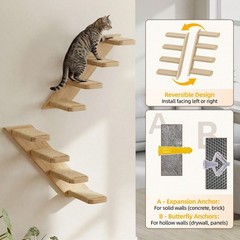 Wall Mounted Cat Shelves Perch Platform Sisal Steps Indoor Climber Gray