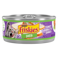 Purina Friskies Wet Cat Food Pate Turkey and Giblets Dinner Pack of 24 5.5 oz