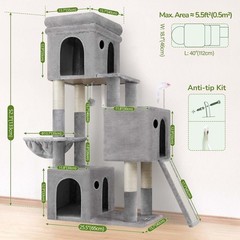 Globlazer Cat Tower for Multiple Indoor Cats, 52 inch Heavy Duty Cat Tree wit…