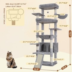 Tall Cat Tree Large Cat 80-inch Multi-Level Cat Tower Indoor Cats W/ Large