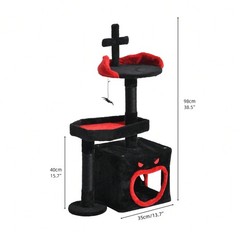 38″ Gothic Cat Tree Tower For Indoor Cats, Cat Tree Tower With Spider Hanging