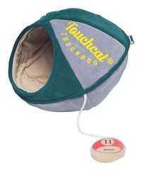 Touchcat Saucer Oval Collapsible Walk-Through Pet Cat Bed House With Play Active