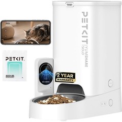 PETKIT Automatic Cat Feeder with Camera, 1080P White Single Food Hopper
