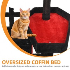 38″ Gothic Cat Tree Tower For Indoor Cats, Cat Tree Tower With Spider Hanging
