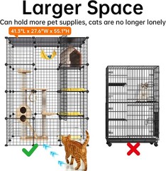 Oneluck Extra Large Cat Cage 55 Inch 4-Tier Catio DIY Enclosure