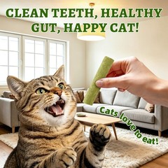 Just Try Cat Grass Sticks for Cat Hairball Control & Teeth Cleaning Dental Ch…