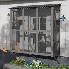 Cat Catio, Cat Window Perch for Large Indoor Cats with 4 Jump Platforms