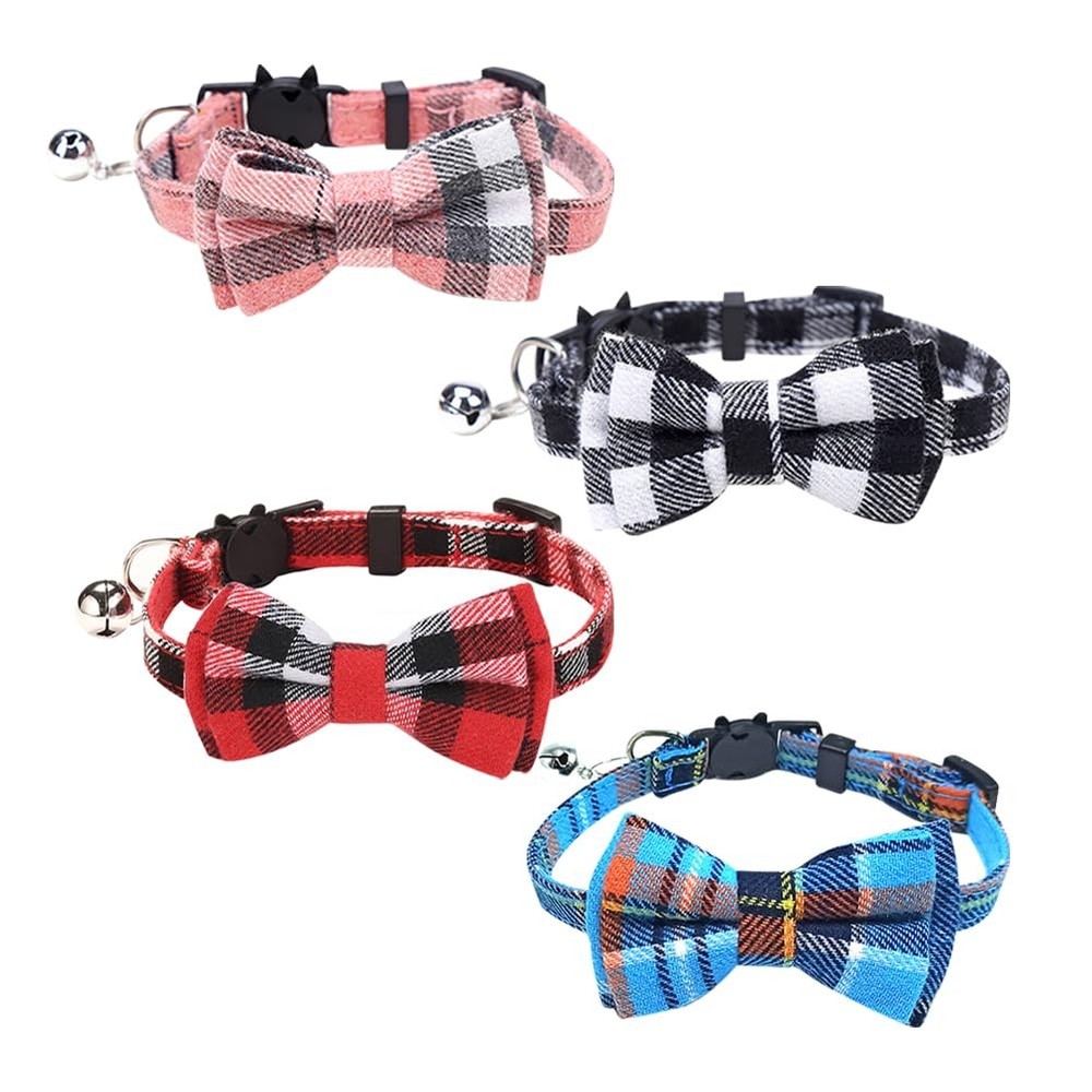 4 Pcs Cat Bow Tie Collars Dog Bowtie Collars Cute Kitten Collars Adjustable