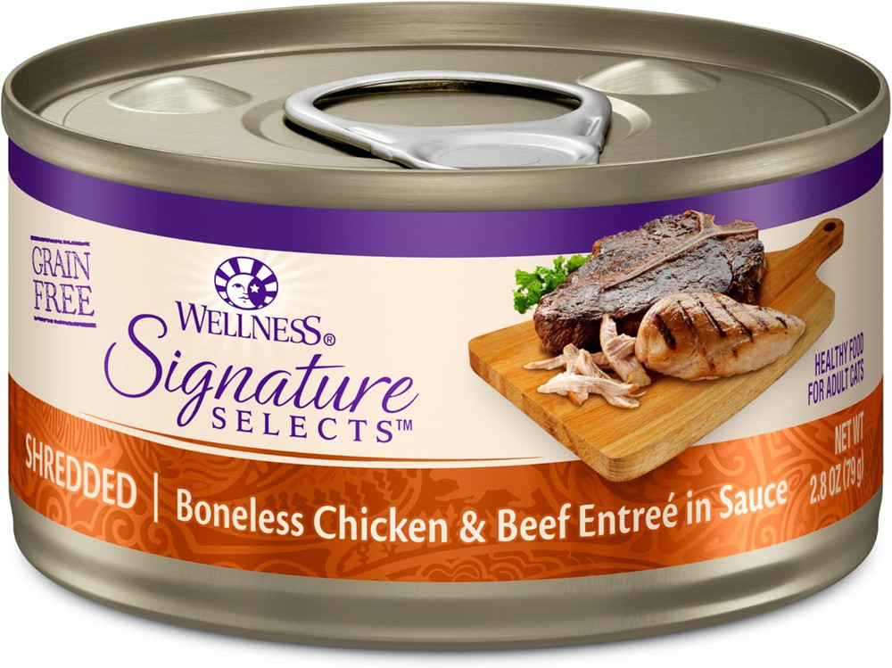 Wellness CORE Signature Selects Shredded Adult Canned Wet Cat Food, Natural, Pro