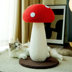 Tall Red Mushroom Cat Scratching Post Durable Sisal Resting Perch for Indoor Cat