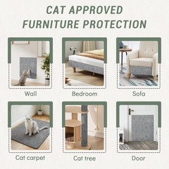 Light Grey Cat Scratch Couch Furniture Protector Pad Mat 39.3×15.8 Inch