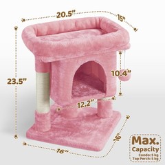 23.5in Cat Tree Tower, Cat Condo with Sisal-Covered Scratching Posts, Pink