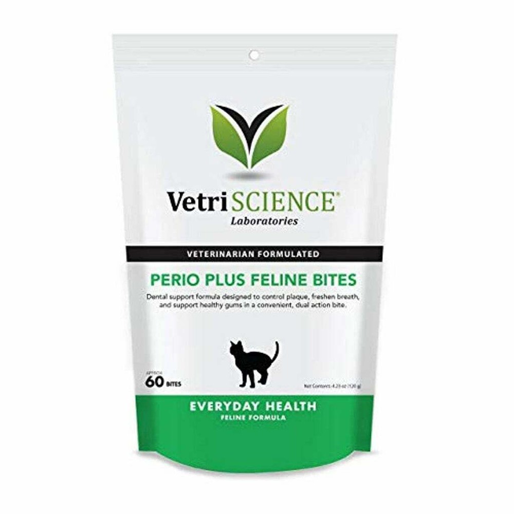 VetriScience – Perio Plus Feline Bites for Cats, Dental Crunchy Bites (60 Bites)