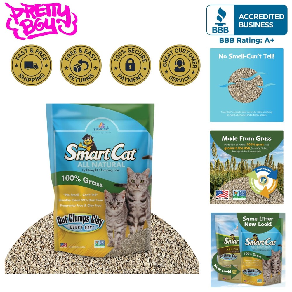 Lightweight 10-Pound Grass-Based Cat Litter – Chemical-Free & 99% Dust-Free