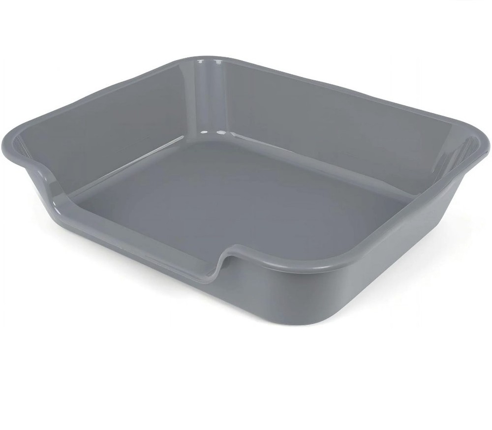 1 Extra-Large Cat Litter Box (ABS Plastic),Low-Entry Senior Cat Litter Box Grey
