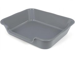 1 Extra-Large Cat Litter Box (ABS Plastic),Low-Entry Senior Cat Litter Box Grey
