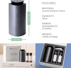 ‘The Mini’ Gift Set, Mini Essential Oil Diffuser with Green Tea Lemongrass & Fre