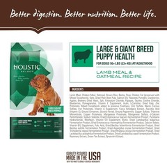 Holistic Select Natural Dry Dog Food, Large & Giant Breed Puppy Recipe, 30-Pound