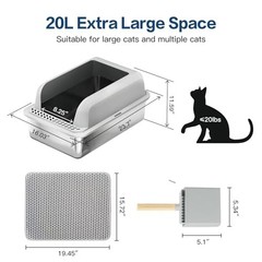 FURKID Litter Box Lid, XL Large Box for Large Cats, Non-Stick, MSP001-1-Gray