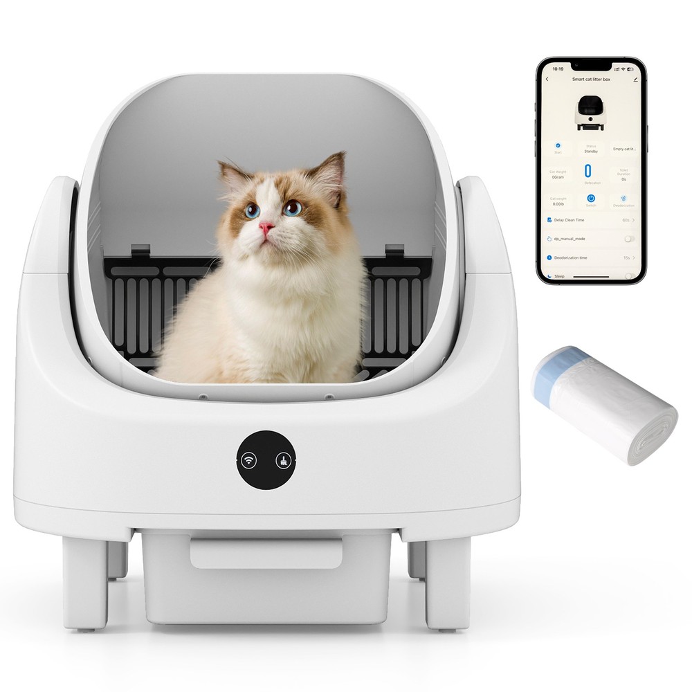 Self-Cleaning Open-Top Large Cat Litter Box for Multi-Cat & Senior Cats Home