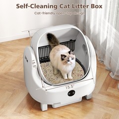 Self-Cleaning Open-Top Large Cat Litter Box for Multi-Cat & Senior Cats Home