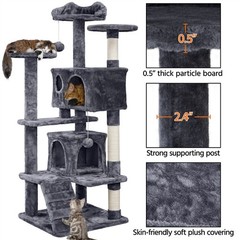 54in Cat Tree Tower Condo with Scratching Post for Kittens Pet House Furniture
