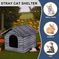 Semi-Enclosed Waterproof Cat House for Cats & Dogs – Easy Assembly, Medium Size